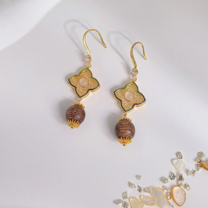Gold Plated Four-Leaf Clover Dangle Drop Earrings
