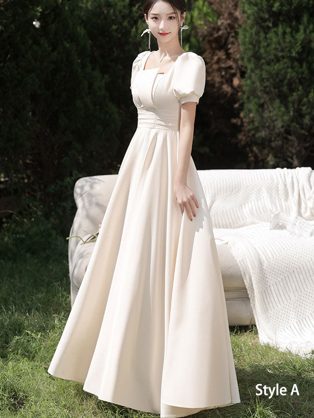 Beige Bridesmaids Fit & Flare A-Line Maxi Wedding Party Dress