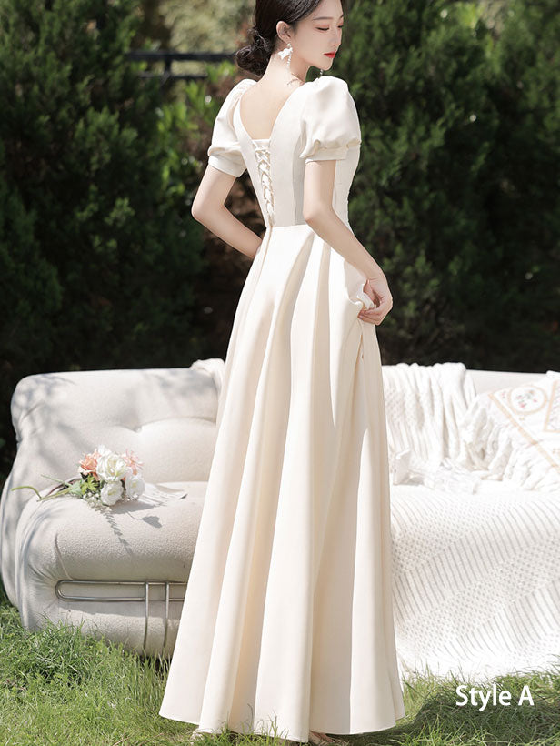 Beige Bridesmaids Fit & Flare A-Line Maxi Wedding Party Dress