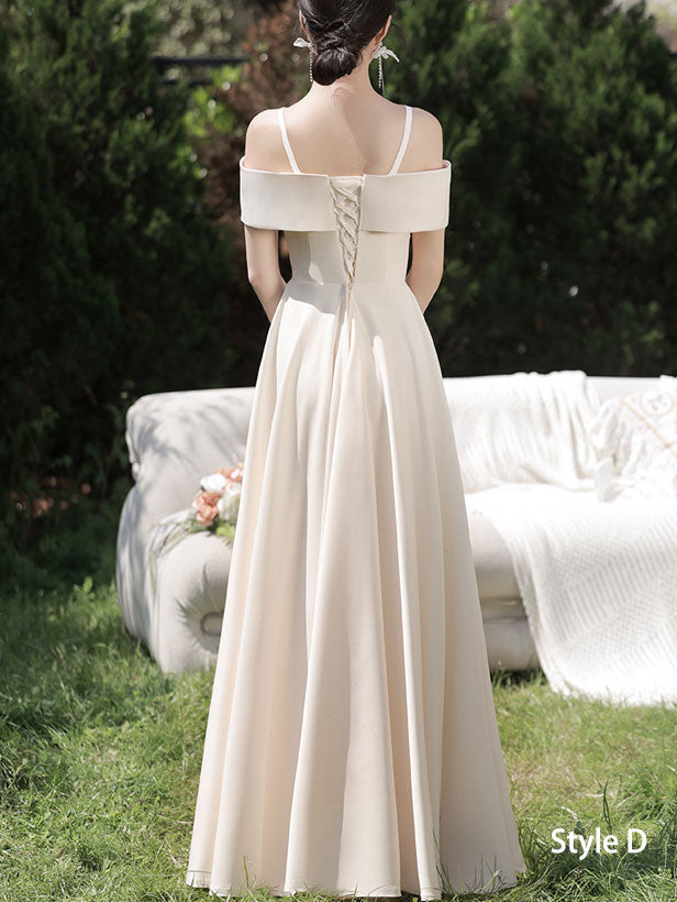 Beige Bridesmaids Fit & Flare A-Line Maxi Wedding Party Dress