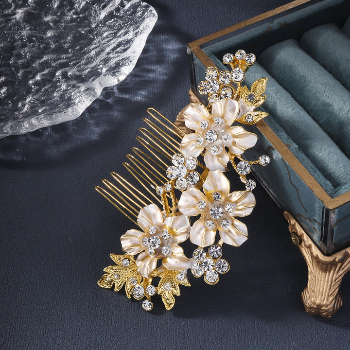 Baroque Flower Leaf Bride Wedding Hair Comb