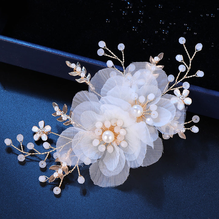 Rhinestone Fabric Flower Wedding Bridal Hair Comb