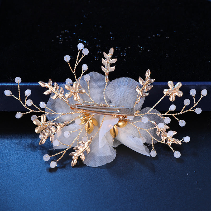 Rhinestone Fabric Flower Wedding Bridal Hair Comb
