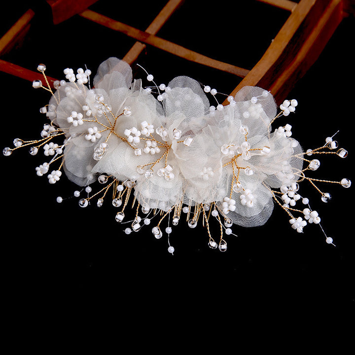 Rhinestone Fabric Flower Wedding Bridal Hair Comb