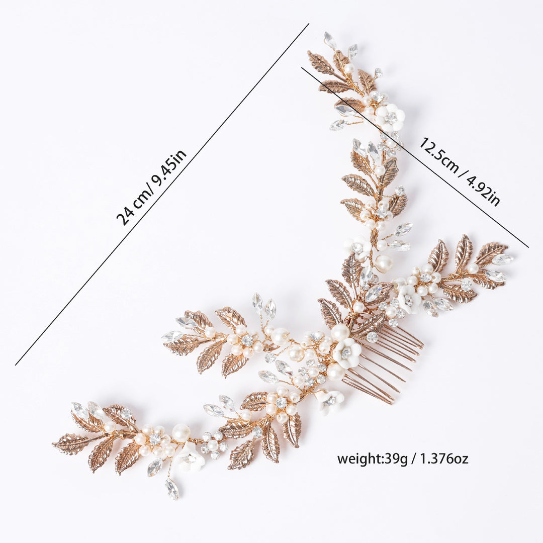 Rhinestone Pearls Flower Bridal Wedding Hair Vine Clip