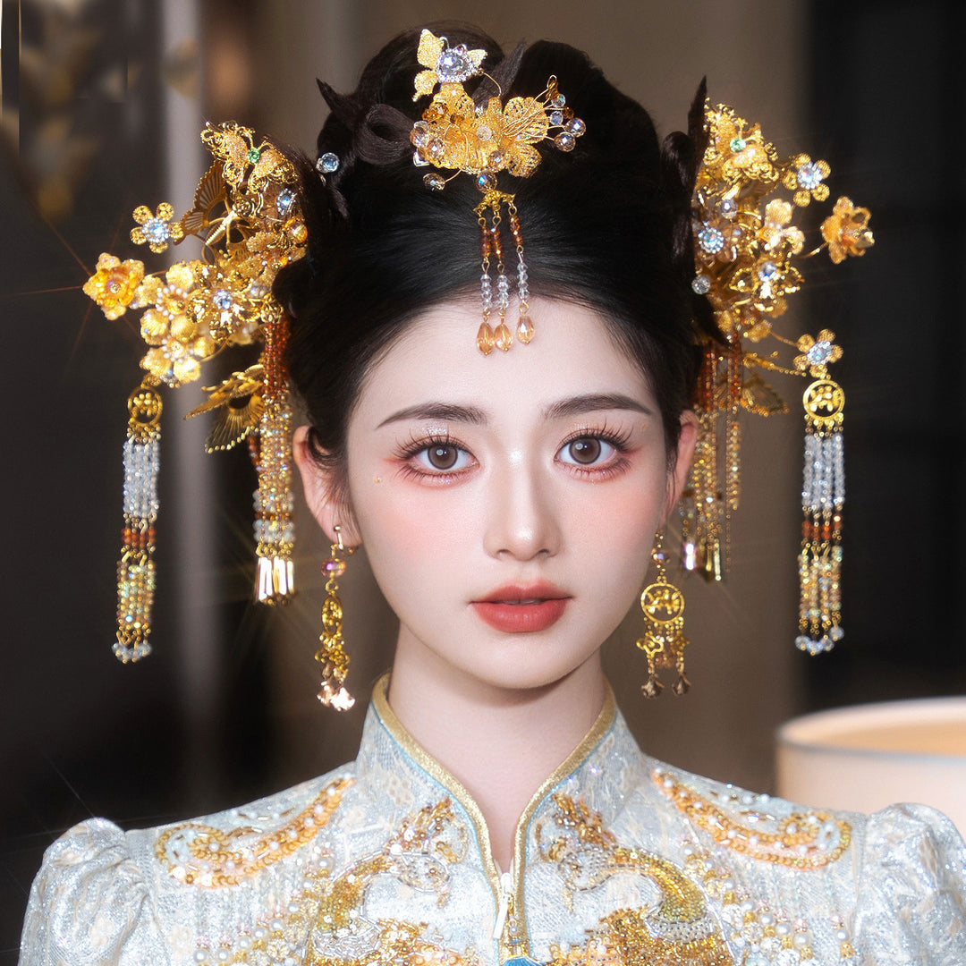 Alloy Bird Flower Bridal Wedding Hairpins Clips & Earrings