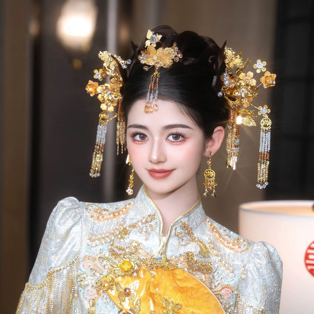 Alloy Bird Flower Bridal Wedding Hairpins Clips & Earrings