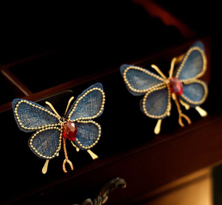 Bridal Flower Butterfly Hair Pins Clips & Earrings