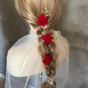 3 Pieces Fabric Rosette Bridal Hair Pins Set