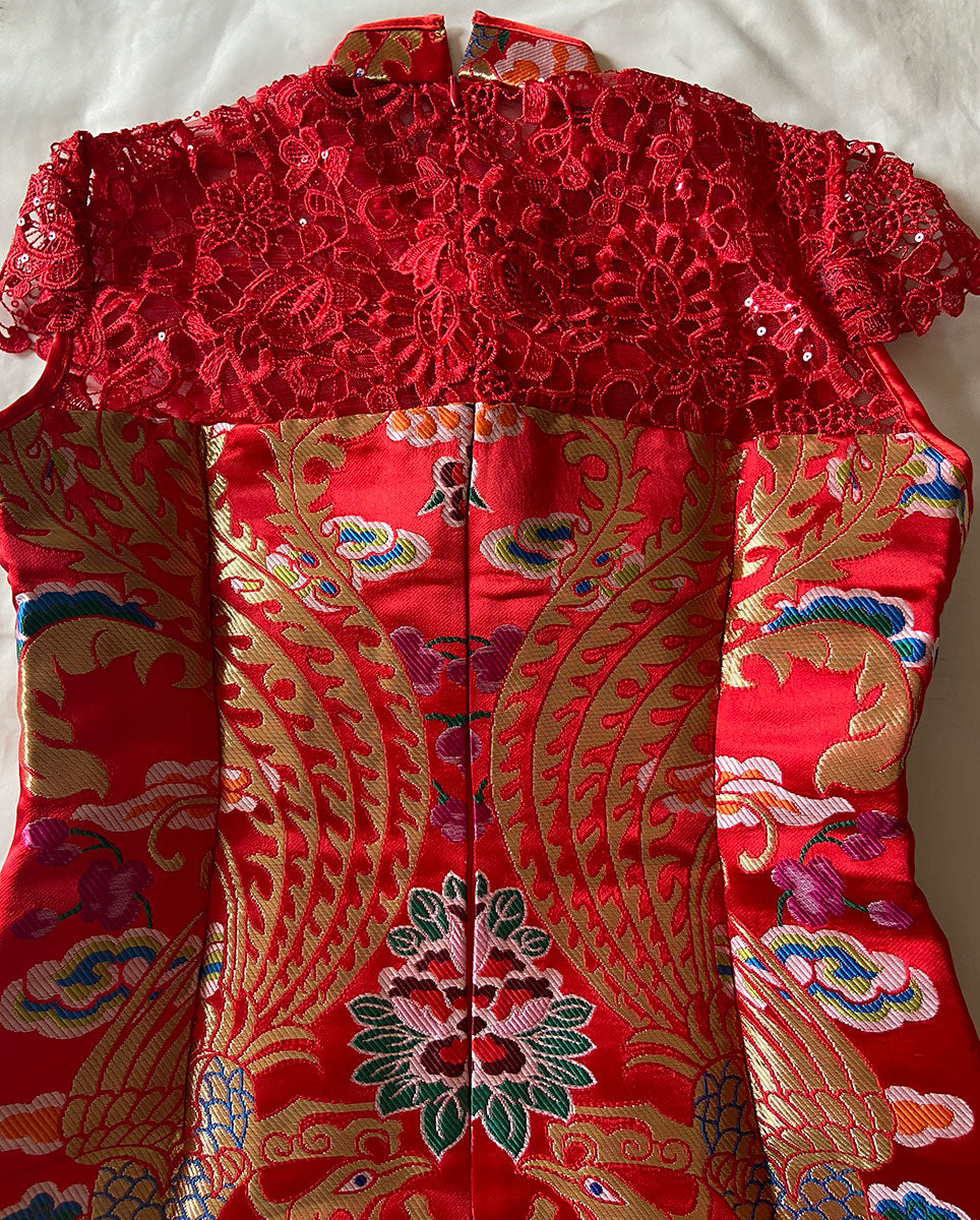 Clearance Jacquard Bridal Short Qipao Cheongsam Wedding Dress