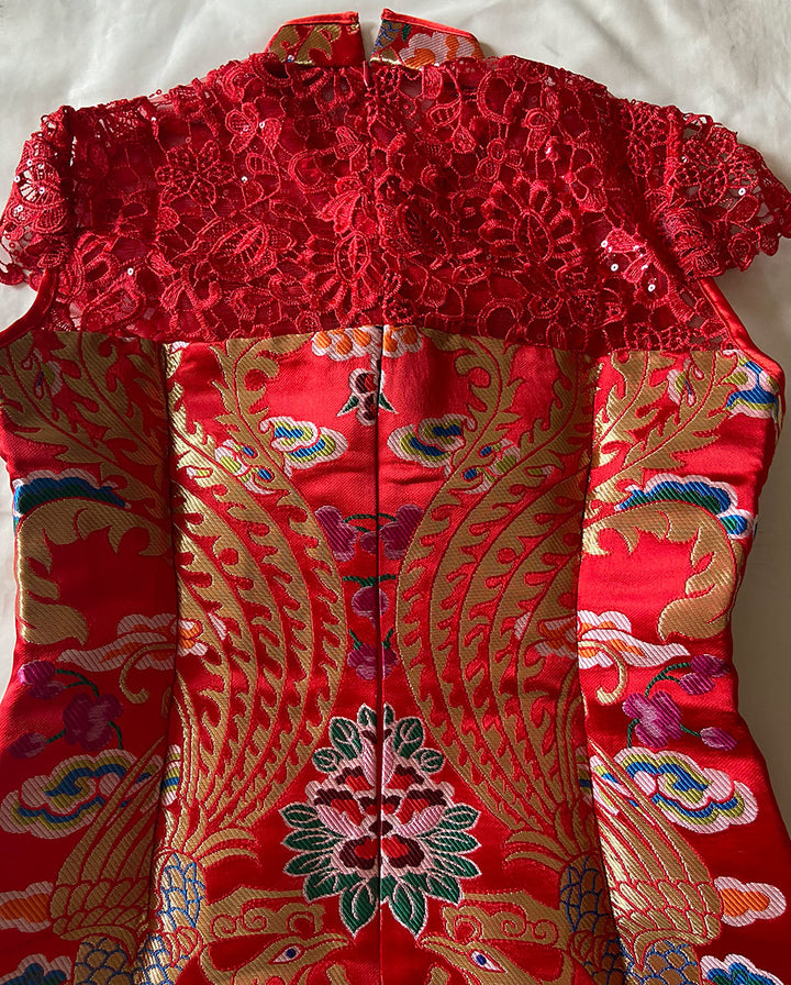 Clearance Jacquard Bridal Short Qipao Cheongsam Wedding Dress