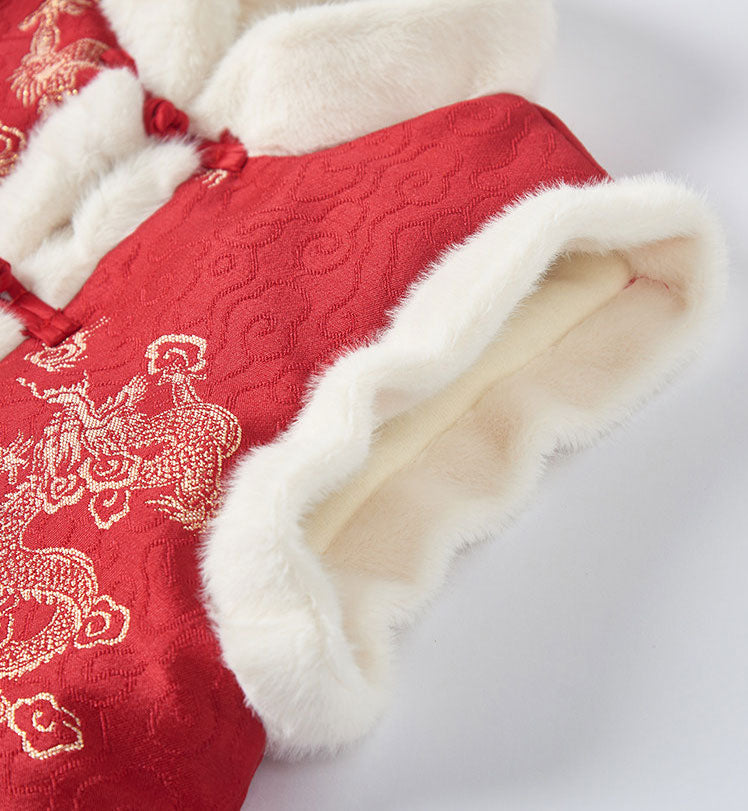 Chinese Traditional Tang Fleece New Year Vest Coat