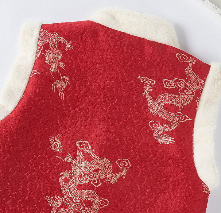 Chinese Traditional Tang Fleece New Year Vest Coat