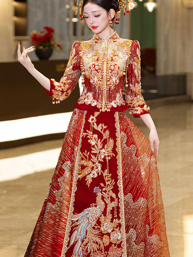 2025 Fanciful Sequins Beads Wedding Bride Qun Kwa Xiuhe