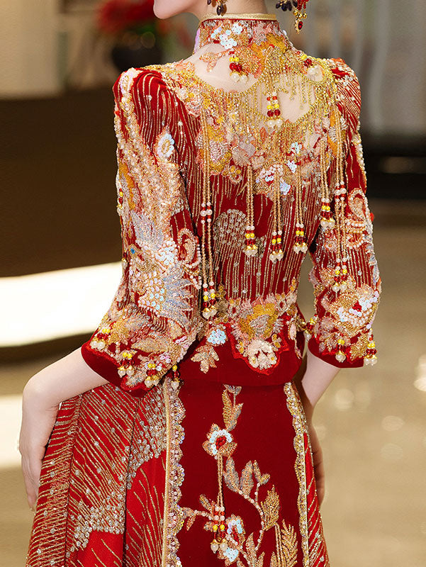 2025 Fanciful Sequins Beads Wedding Bride Qun Kwa Xiuhe