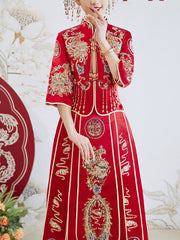 Sequins Phoenix Beads Tassels Bridal Wedding Qun Gua Xiuhe