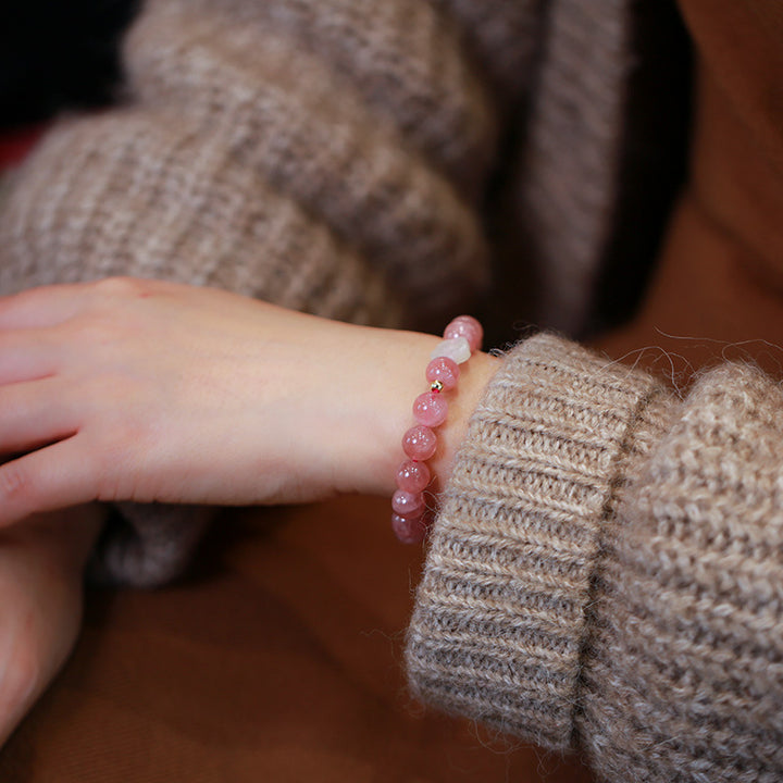 Pink Rose Quartz Woman Beads Bracelets