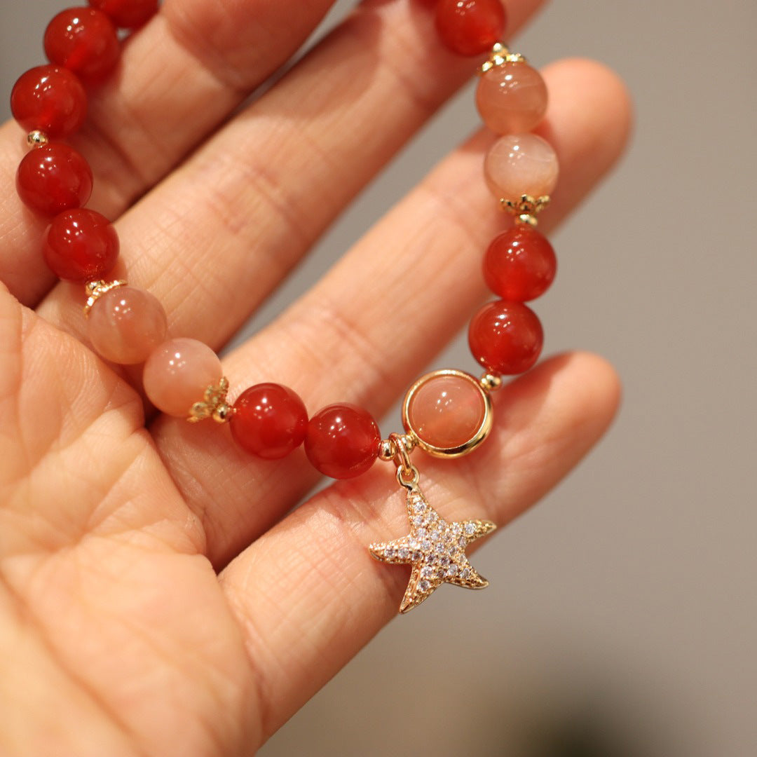 Red Agate Beads Star Pendants Woman Bracelets