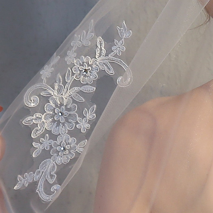 One Tier Tulle Wedding Bridal Lace Edge Veil With Comb