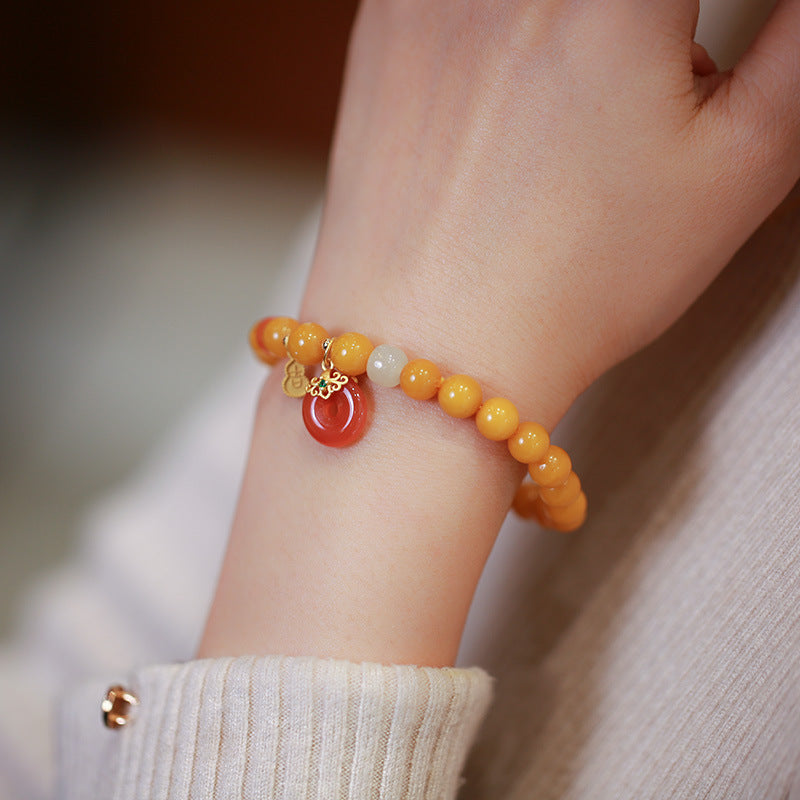Natural Beeswax Safety Buckle Pendant Beads Bracelets