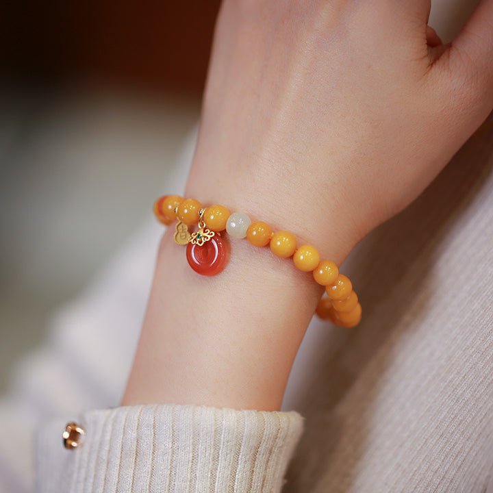 Natural Beeswax Safety Buckle Pendant Beads Bracelets