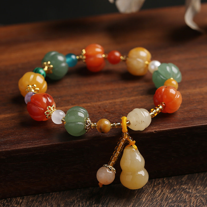 Jade Pumpkin Beads Pixiu Pendants Woman Bracelets