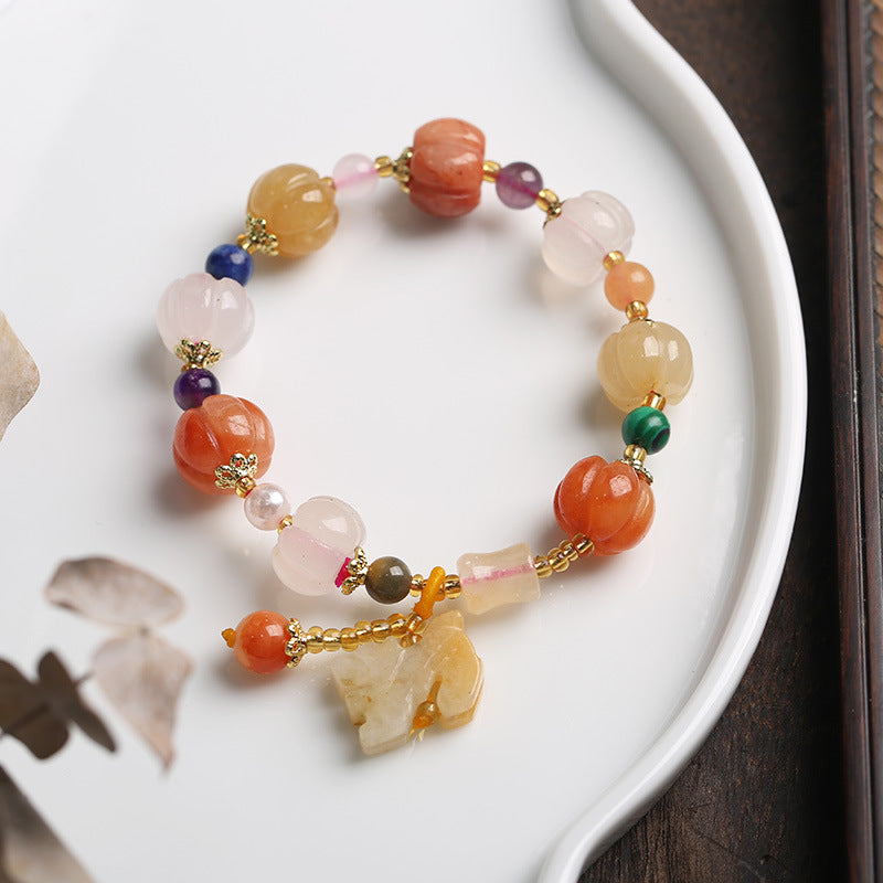 Handmade Jade Beads Gourd Pumpkin Pedants Bracelets