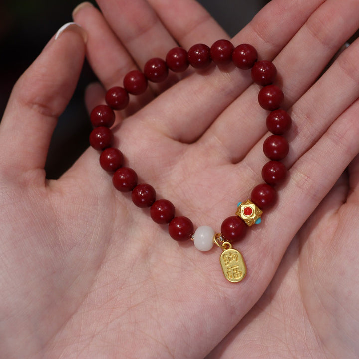 Cinnabar Beads Fu Pendants Woman Bracelets