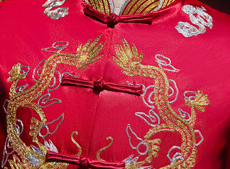 2024 Embroidered Dragon Man Wedding QunKwa Jacket & Skirt