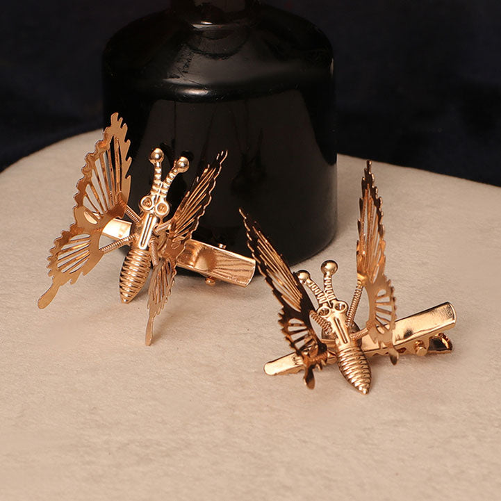 4 Pcs Bridal Blue Flower Butterfly Hair Pins Clips & Earrings