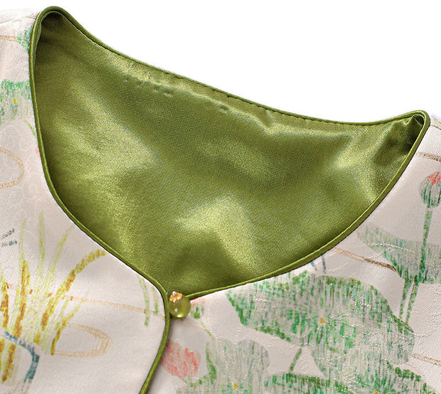 Lotus Print Mothers Cheongsam Jacket Blouse