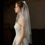 Two Tiers Tulle Wedding Bridal Bow Knot Veil With Comb