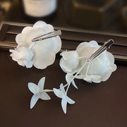 3 Pcs White Flower Hair Clips Wedding Bride Hairpin