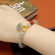 Natural Jade Beads Safety Buckle Pendant Woman Bracelets