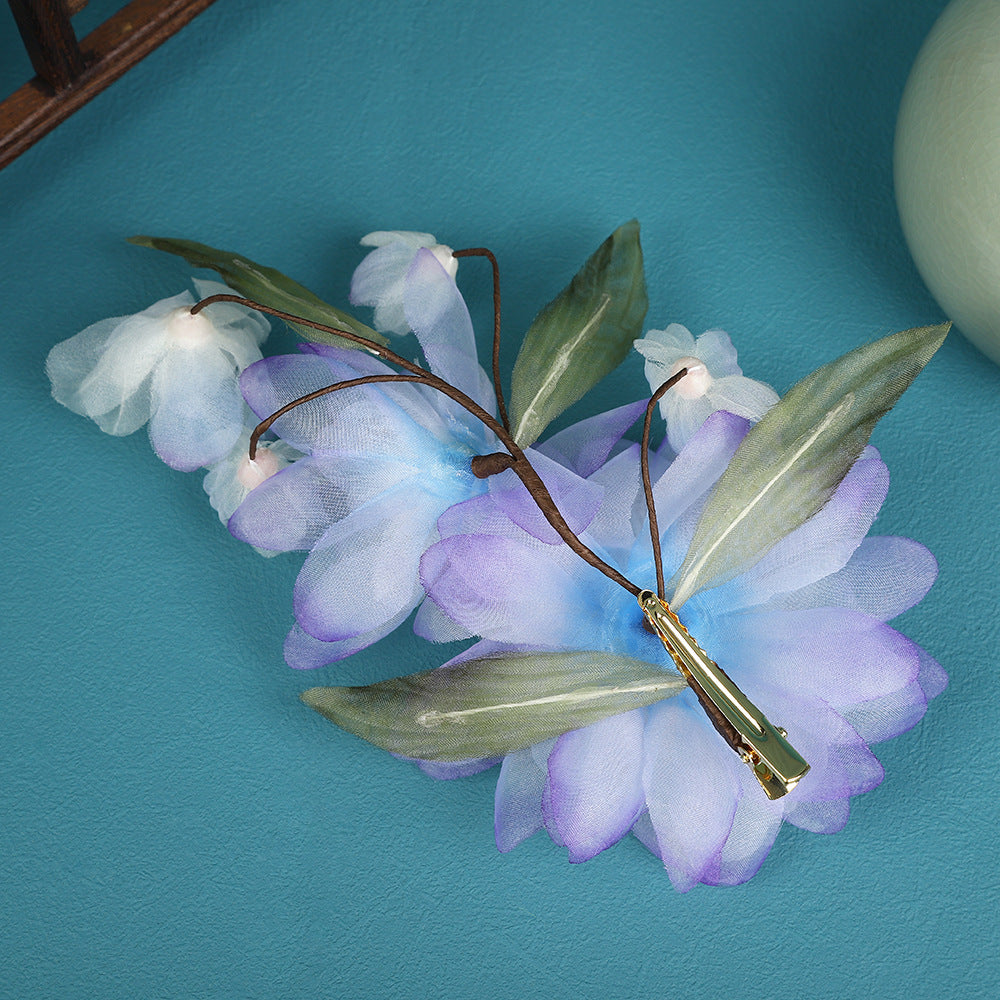 Purple Fabrics Flower Vine Hair Pins Clips