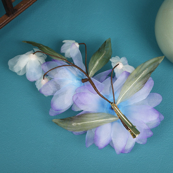 Purple Fabrics Flower Vine Hair Pins Clips