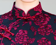 Red Green Mothers Floral A-Line Cheongsam Qipao Dress