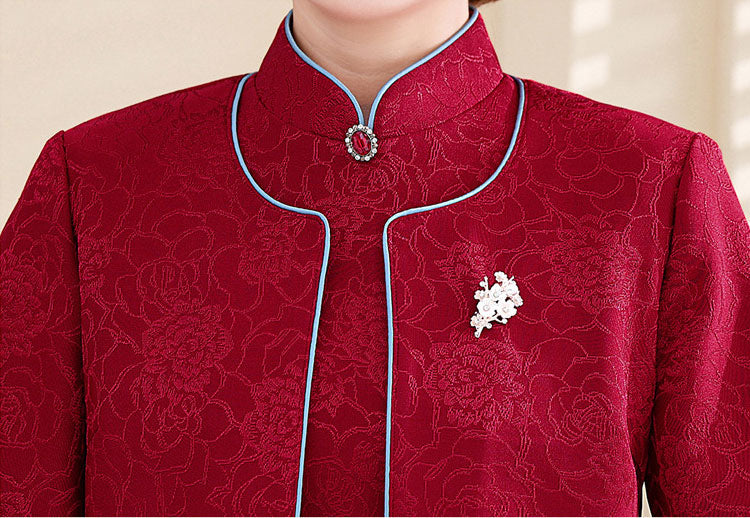 まみこ様　RED Chore Coat 2 Pieces Red Bride Mothers Cheongsam Qipao Dress & Jacket
