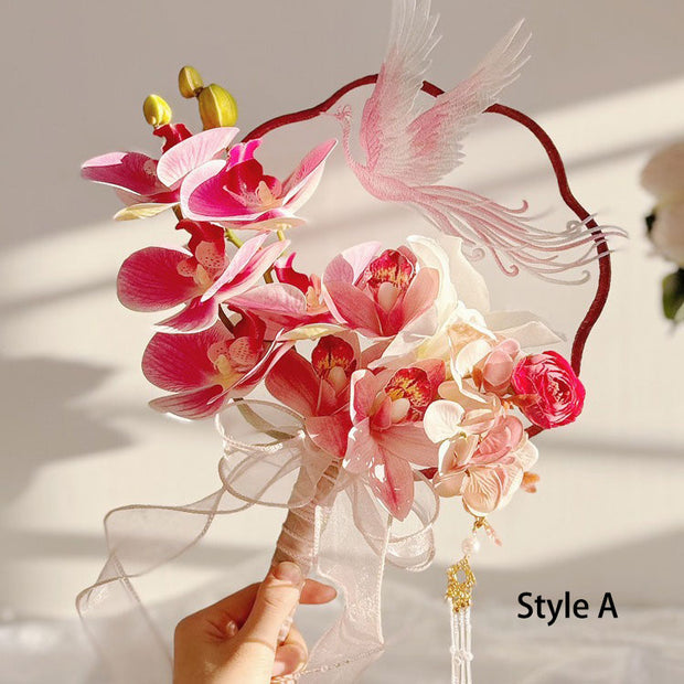 Artificial Flowers Bridal Wedding Handheld Fans