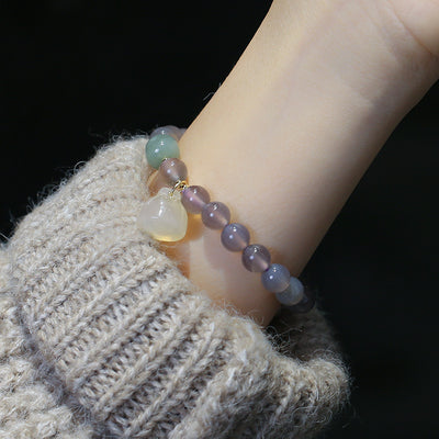 Gray Agate Beads Lotus Pendants Woman Bracelets