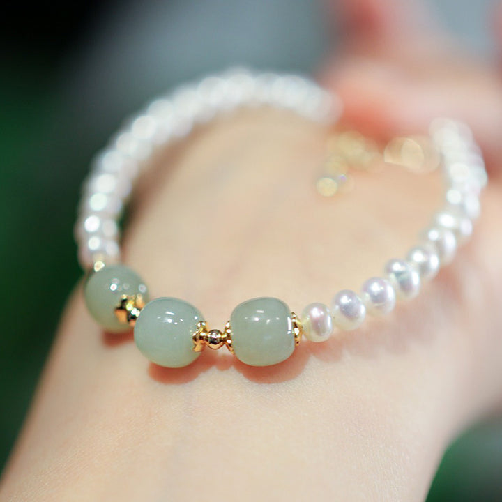 Jade Pearls Bell Pendant Woman Beads Bracelets