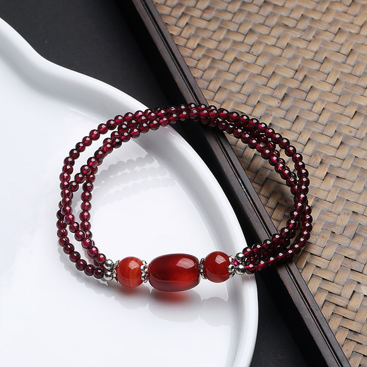 Handmade Red Garnet Agate Woman Bracelets