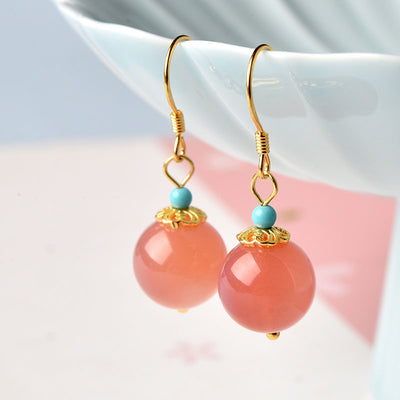 Pink Jade Dangle Drop Earrings