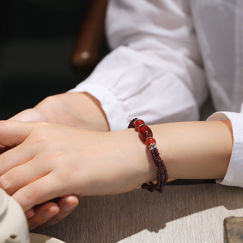 Handmade Red Garnet Agate Woman Bracelets