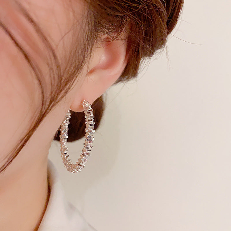 Gold Silver Plated Cubic Hoop Earrings