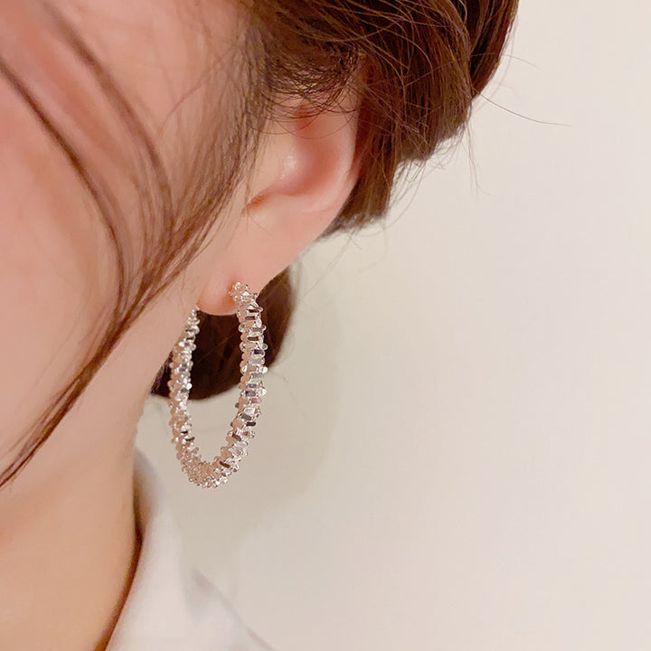 Gold Silver Plated Cubic Hoop Earrings