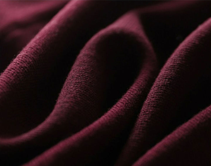 Burgundy Black Winter Knit Sweater Belt Midi Dress