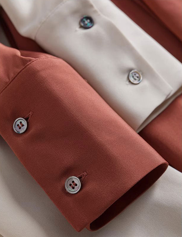Orange Ivory Pocket Belt Midi Winter Shirt Dress