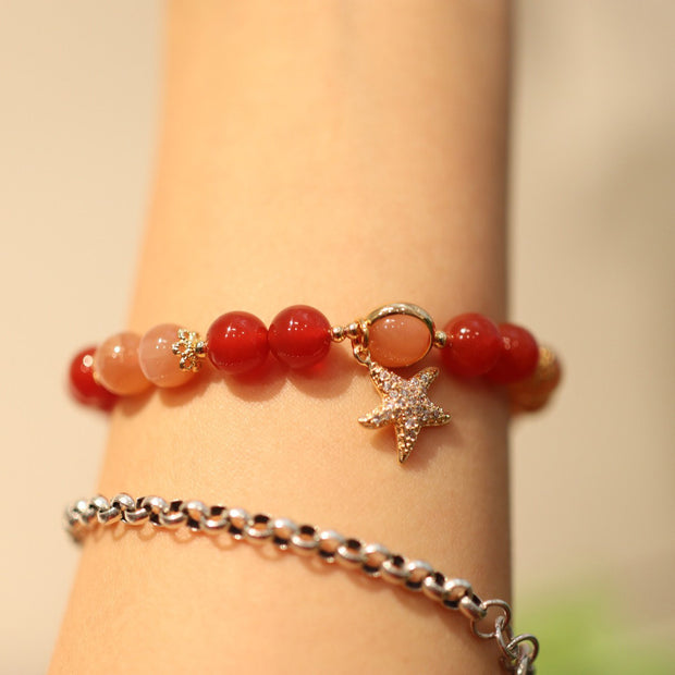 Red Agate Beads Star Pendants Woman Bracelets