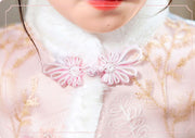 Pink Red Baby Girls Floral Winter Cheongsam Dress